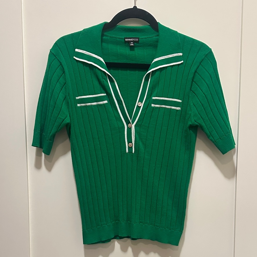 Minnie Rose Vibrant Green Knit Top